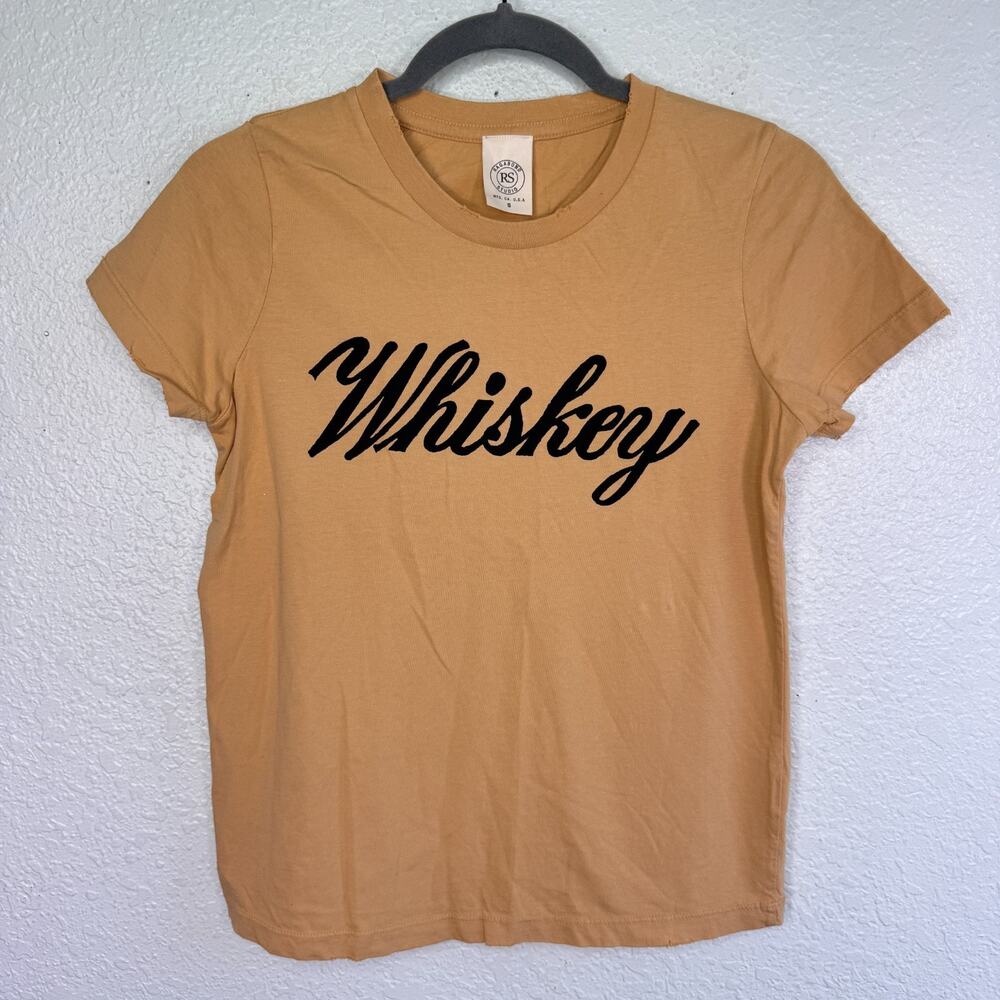 Ragabond Studio Free People Shirt Womens Small Whiskey Graphic Tee USA Western